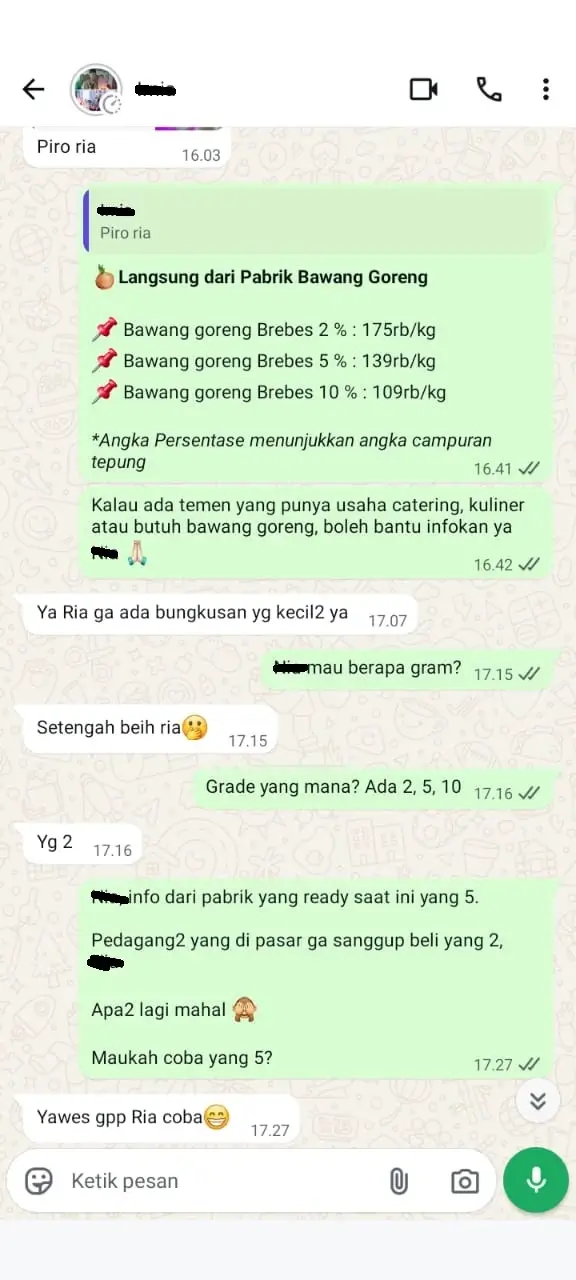 Packing bawang goreng rapi untuk pengiriman